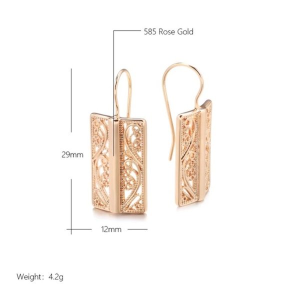 585 Rose Gold Plated Bride Long Earrings - Picture 9 of 9